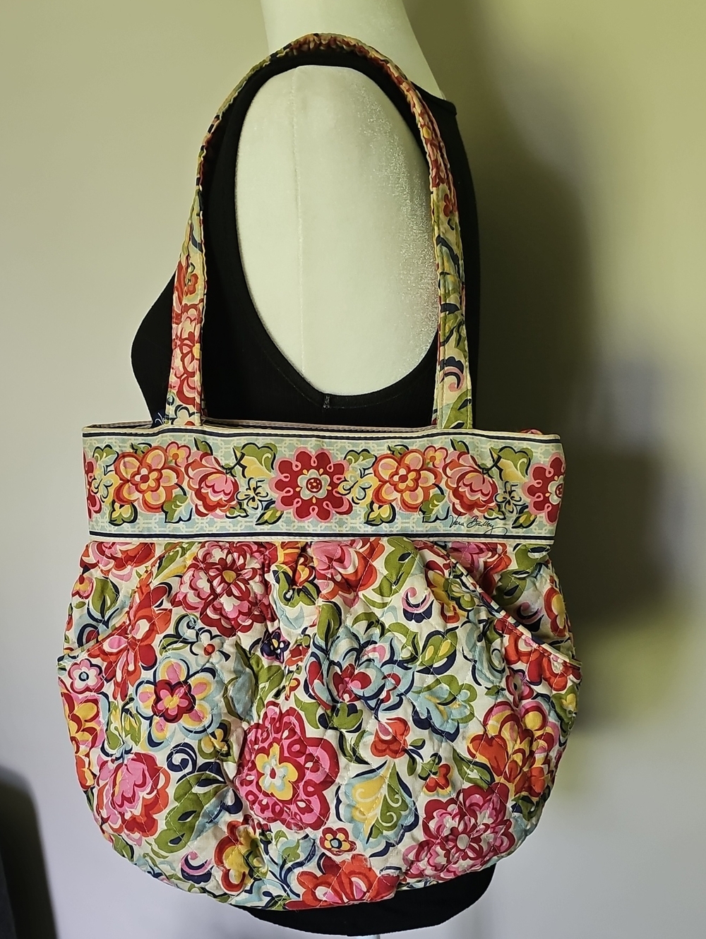 Floral Quilted Tote Bag - Pink Multi